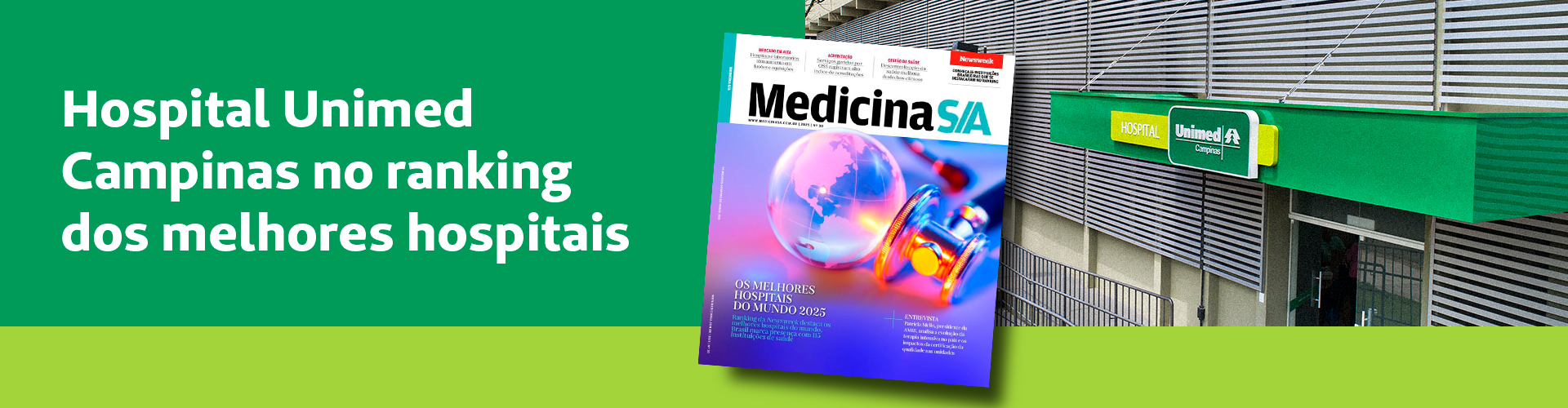 Hospital Unimed Campinas está entre os Melhores Hospitais do Mundo, segundo a Revista Medicina S/A